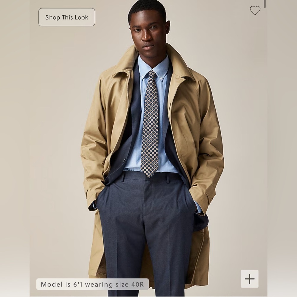 NWT Mens JCrew Ludlow tan trench coat car coat rain jacket cotton Khaki BS470 - Picture 3 of 13